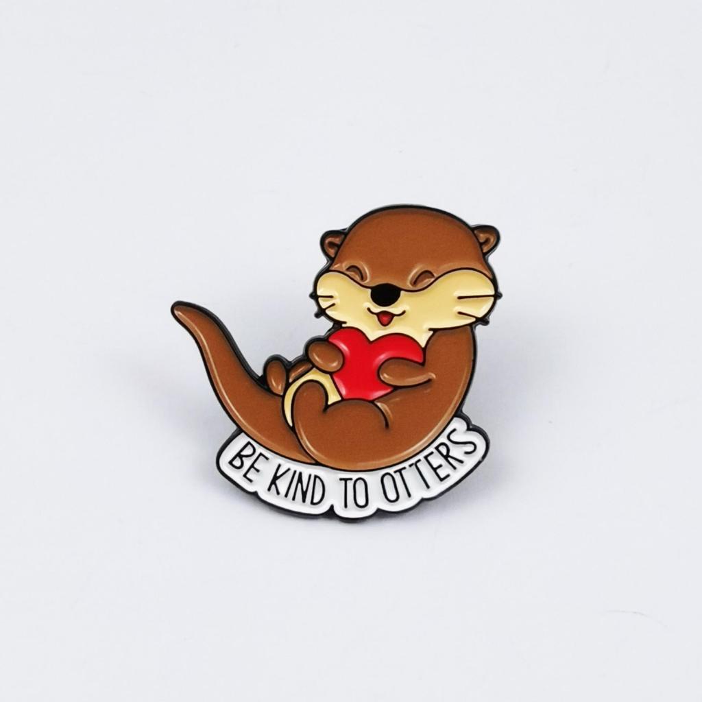 Charming Animal Brooch - Fun Little Bird & Otter Cartoon Badge for Clothing Accessories