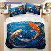 Koi Fish Pattern Bedding Quilt Set Quilt Cover Pillowcase Home Decoration Birthday Gift (1 * Duvet Cover + 2 * Pillowcase, Without Core)