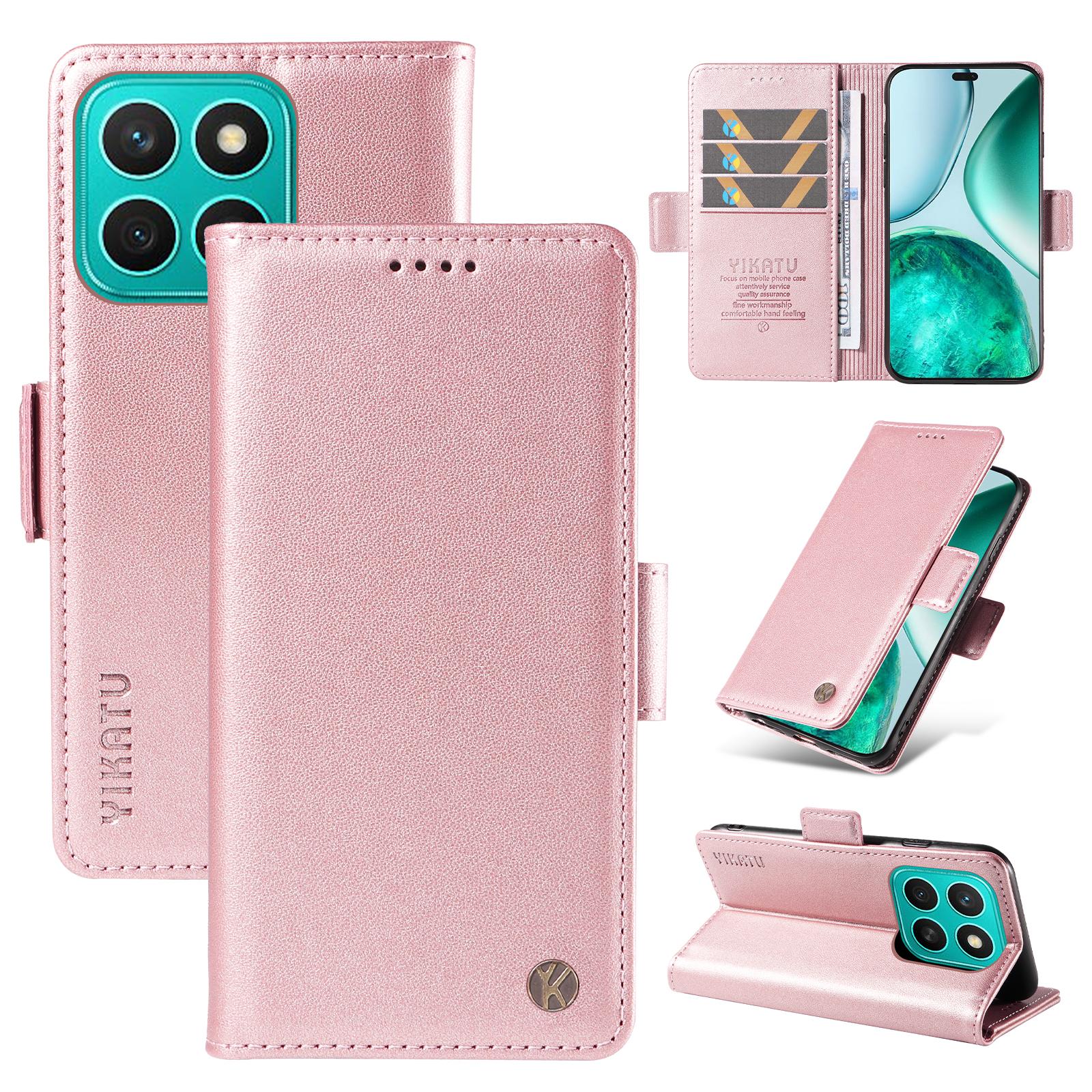 

For Honor X8c 4G Wallet Phone Case YIKATU YK-003 Leather Stand Cover Rose Gold