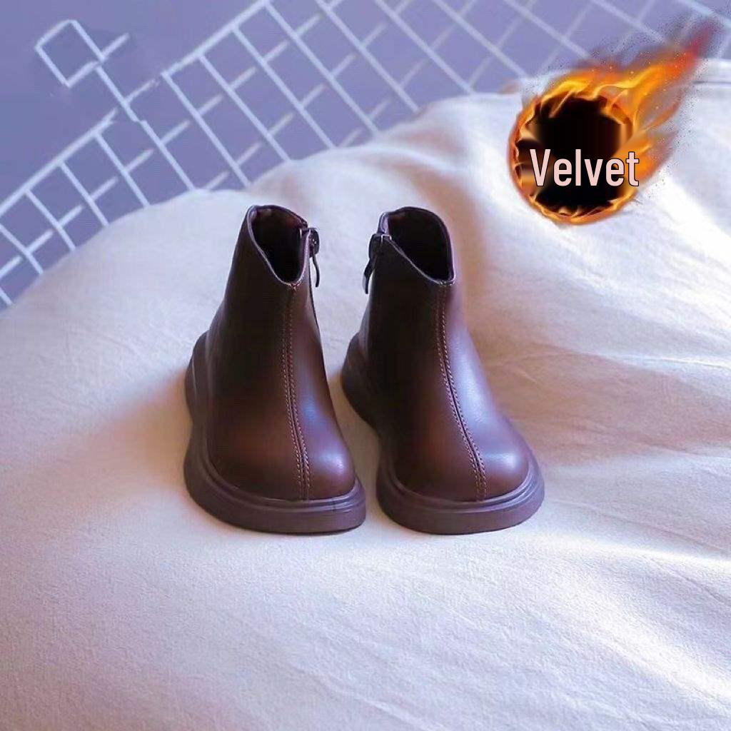 2025 Çocuk Martin Botları: Sonbahar/Kış Kız Çocuk Prenses Deri ve Erkek Çocuk Polar Pamuk Botları