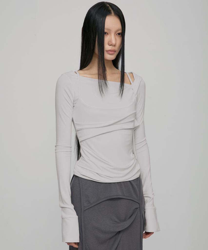 Peulleeoeob Layered Bustier Long Sleeve (Fl-105_Cloud White)