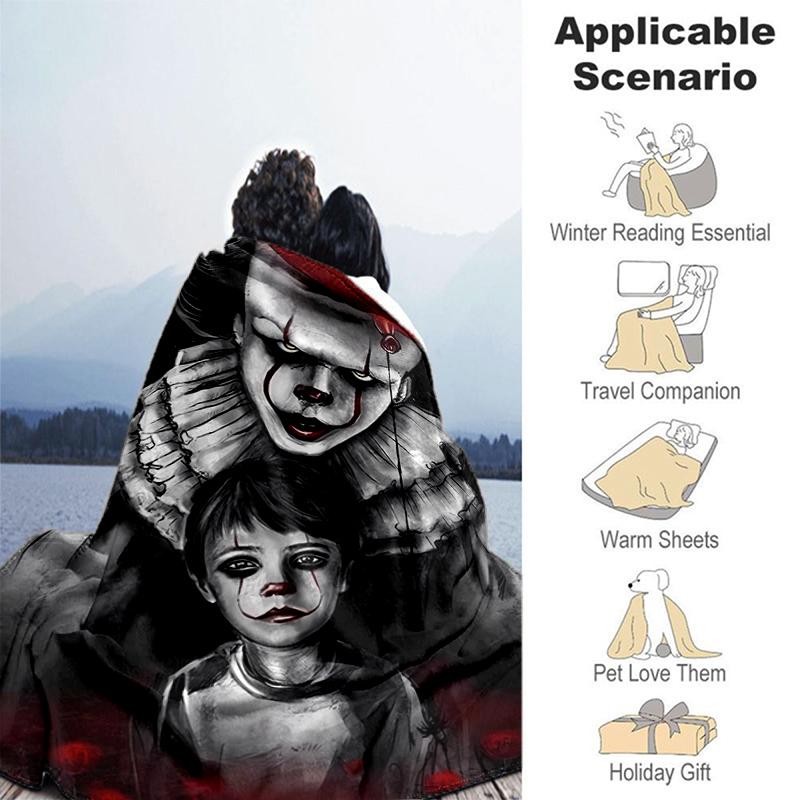 1pc Blanket Pennywise the Dancing Clown2 Print Design, Lightweight Blanket for Sofa, Bed- Soft &Warm, Gift for All Seasons like Christmas, Halloween