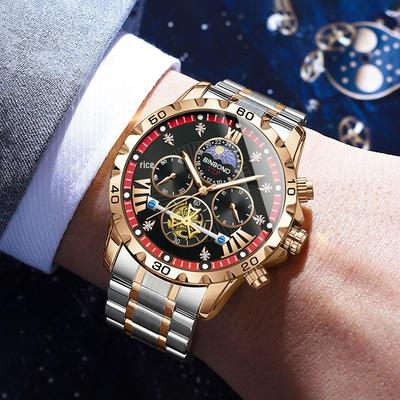 Męski Luminous Quartz Tourbillon Watch Binbang - Luksusowy, Wodoodporny Biznesowy Bestseller