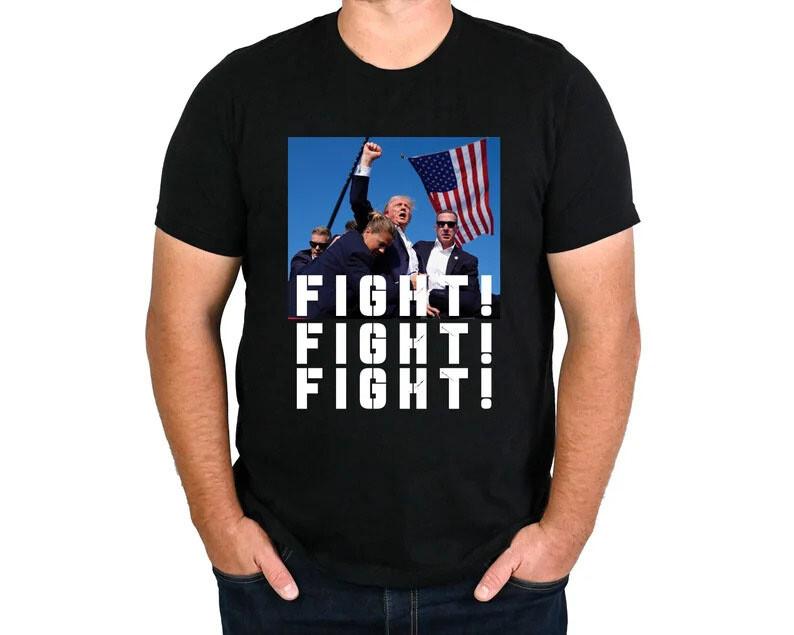 President Trump Fight Fight Fight black TShirt S5XL Unisex T-Shirt M