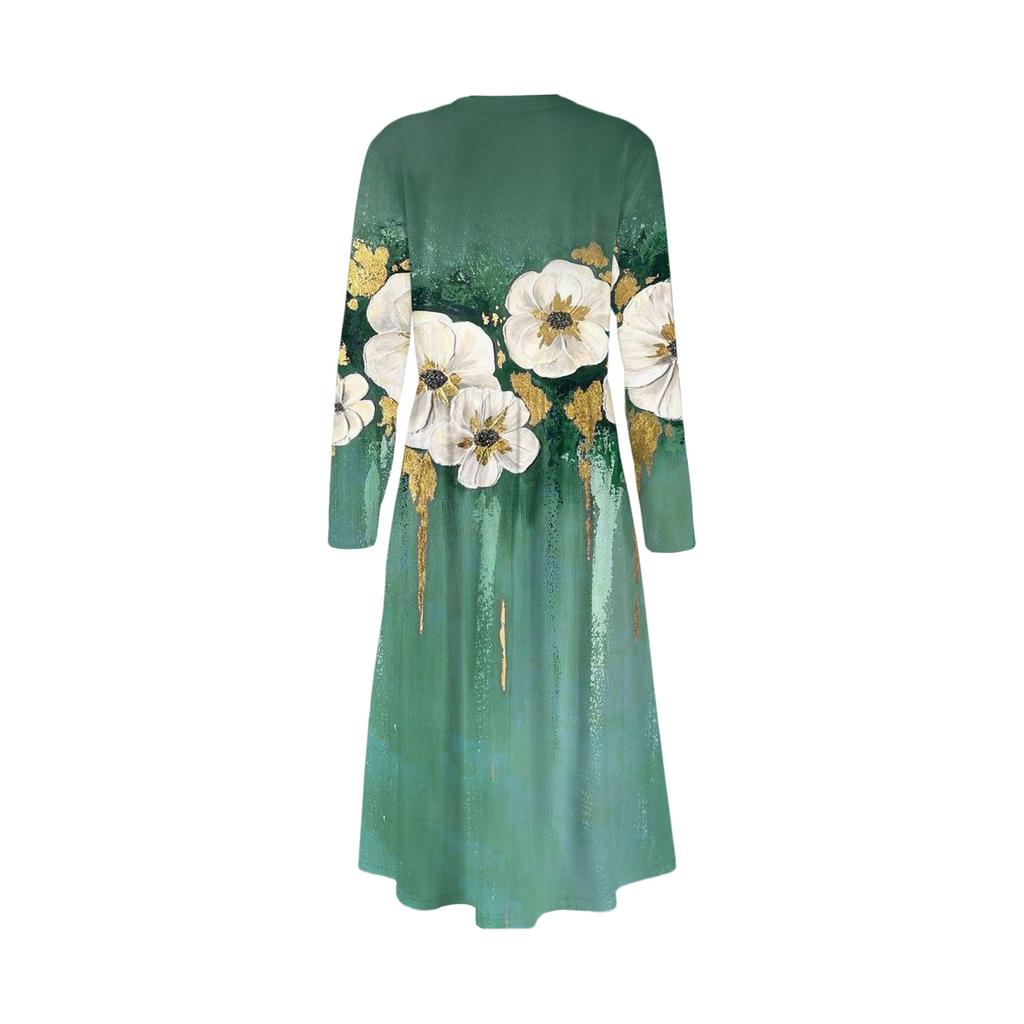 Women's Fashion Dress Spring V-neck Long Sleeve Dress