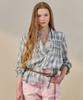 MAXZA Check Shirred Cotton Shirt Blouse