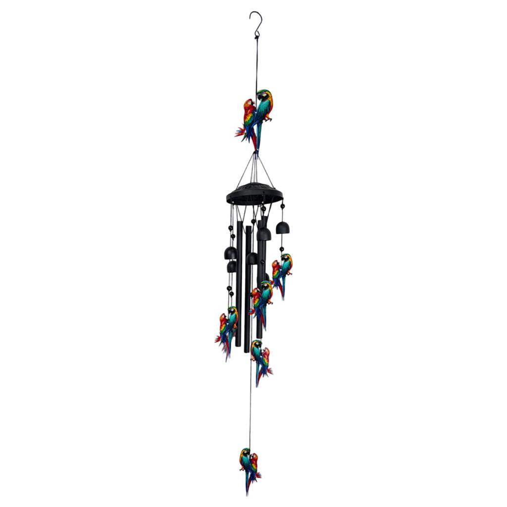 Metal Wind Chime Hanging Decoration with Painted Hummingbird Figurines Outdoor Indoor Garden Patio Porch Accessory