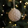 Christmas Tree Decoration Natural Fiber Twine Braided Foam Ball Holiday Hanging Ornament For Mantels Window Wall Display