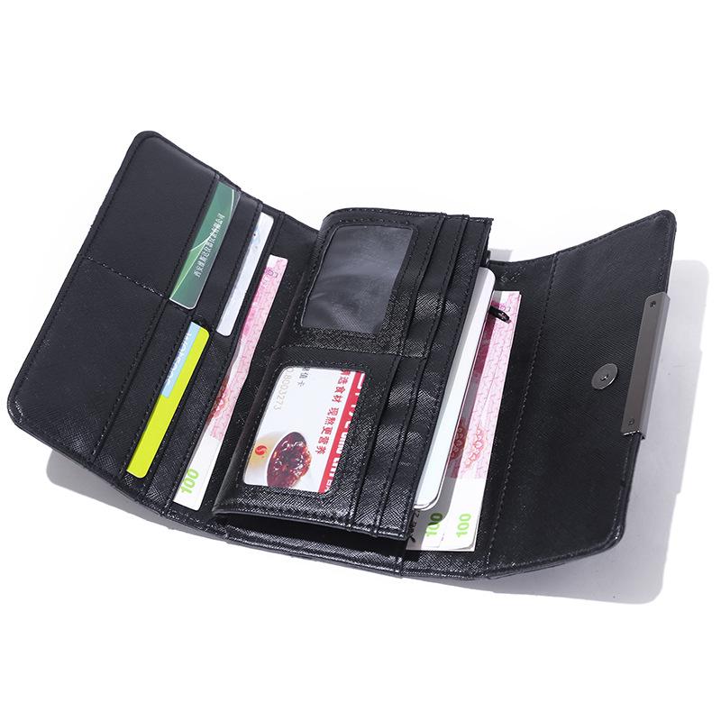 Portafoglio di marca Pochette da donna Portafoglio lungo luminoso Portamonete con reticolo geometrico a reticolo femminile