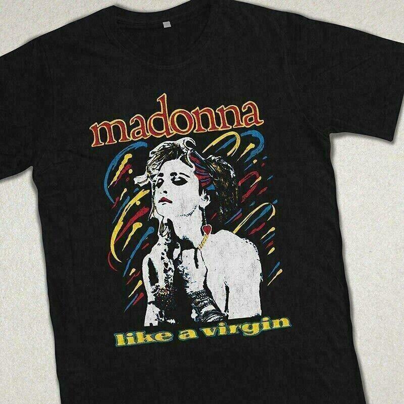 Vintage Madonna Like A Virgin T-Shirt Black Unisex Unisex T-Shirt XXL