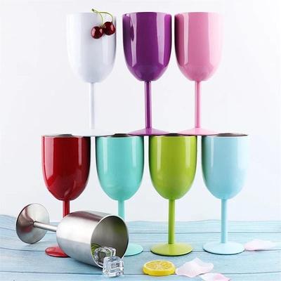 Stainless Steel Wine Glass Cup 10oz Double Walled Vacuum Insulated Wine Tumbler With Lid For Bar Pub Club Party Champagne Goblet