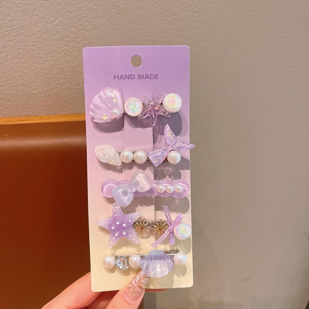 Summer Ocean Starfish Shell Hairpin Cute Children'S Hairpin Duck Beak Clip Pearl Hair Accessories Headgear Clip Girl