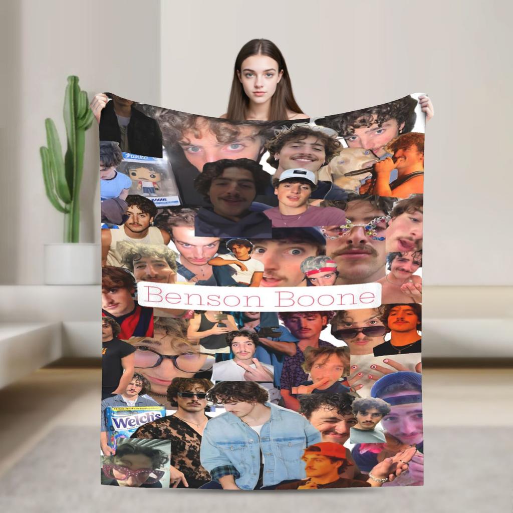Benson Boone American Singer Blankets Warm Soft Plush Bedding Throws For Couch Bed Airplane Travel Flannel Bedspread Bed Cover