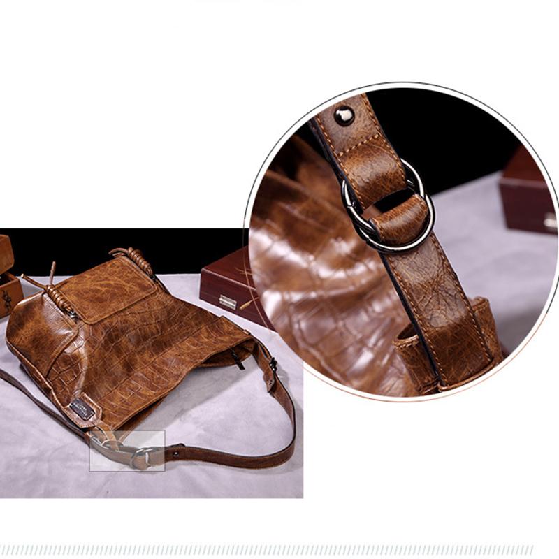 Ladies Casual Fashion Retro Tote Bag Soft Leather One-shoulder Messenger Underarm Bucket Large-capacity Bag