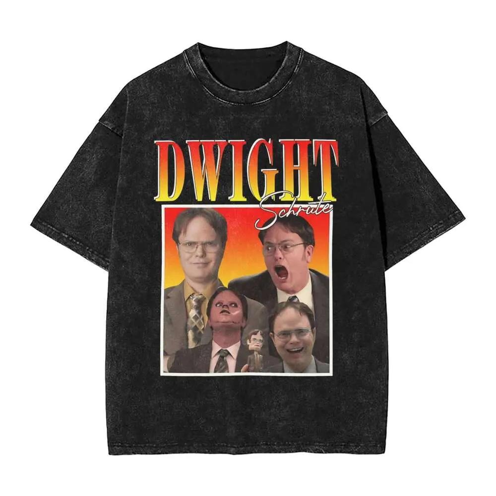 Threat Level Midnight Michael Scott Homage TV Series The Office Dwight Schrute Jim Halpert Men T Shirts Washed T-Shirt Cotton X260207 S