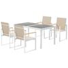 5 Piece Garden Furniture Set with 4 Armchairs and Tempered Glass Table Top, for Deck, Balcony