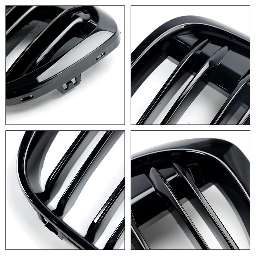2 PEÇAS Preto Brilhante Grelha Dianteira Rim Grelha Ajuste BMW X1 F48 F49 2016-2019