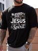 Blessed by God Loved by Jesus 3D Print T Shirt For Man Casual Slim Fit Round Neck Short Sleeved T-shirt Top