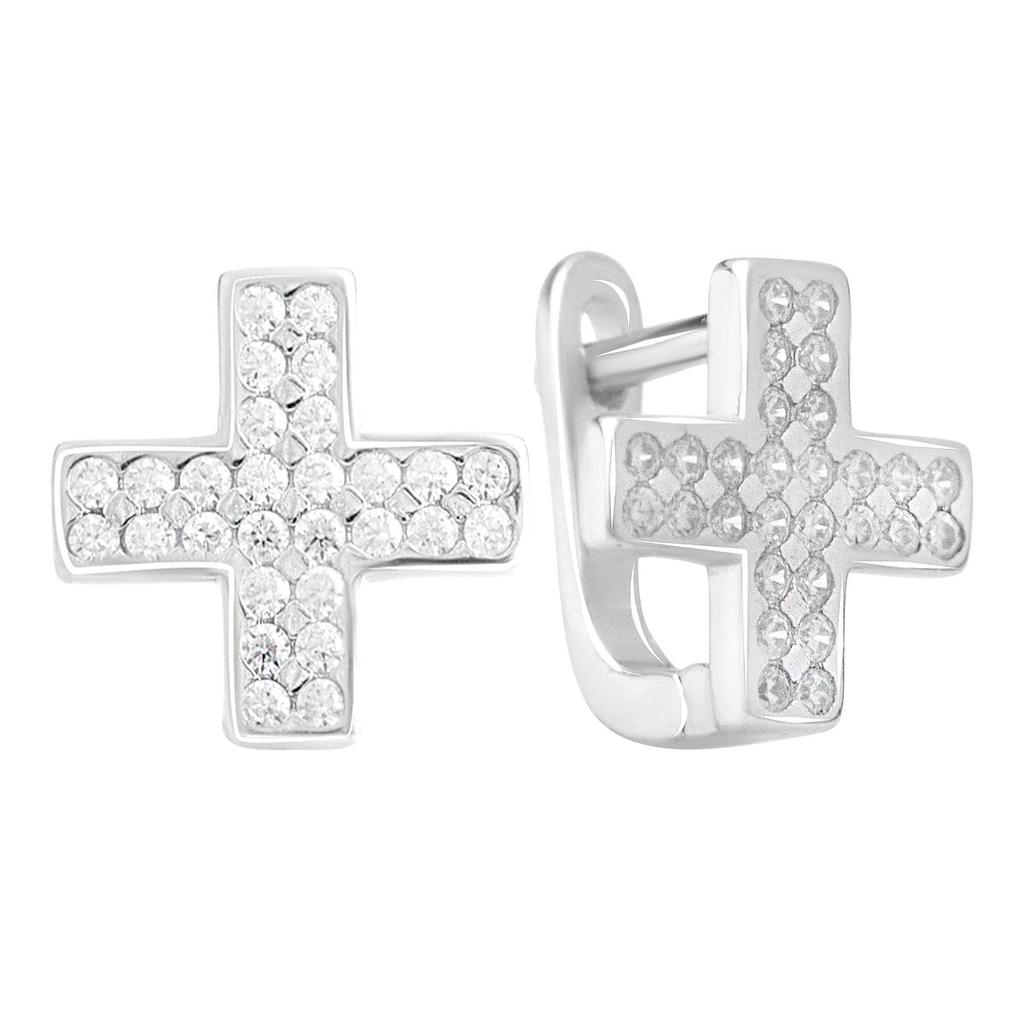 Boucles d'oreilles en argent avec zircons cubiques (2138761)