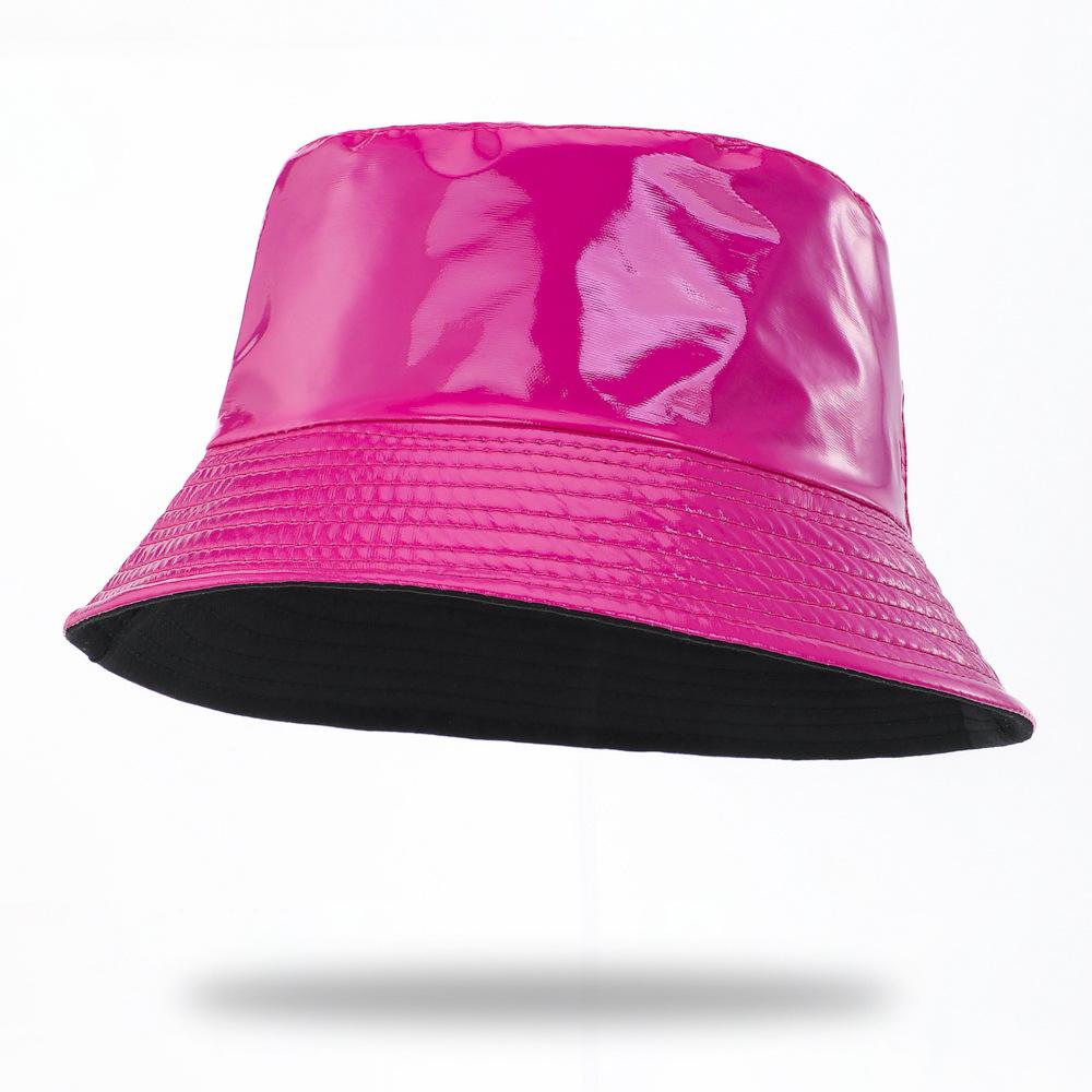 Cappello a secchiello in ecopelle da donna Reversibile in PU Cappello da sole Moda Autunno Impermeabile Cappello da pescatore Cappello a secchiello da sole Reversibile
