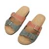 Fashion Beach Shoes Rivet Womens Slippers Outdoor Slides Low Platform Big Size Sabot Soft Summer PU Metal Decoration Fabric Rubber Retro