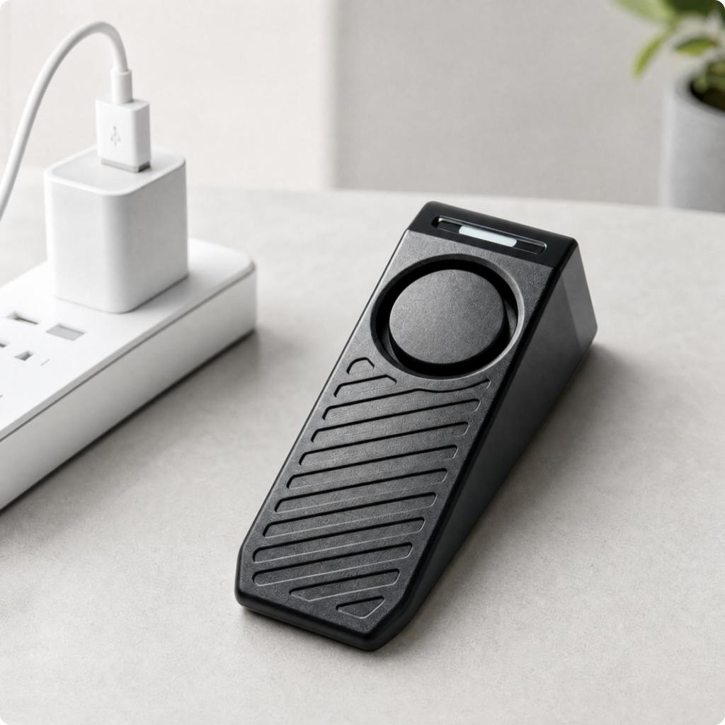 Door Stop Alarm with Type-C Charging Non-Slip Security Device Easy to Use