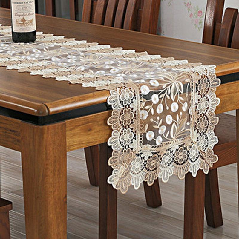 High Quality Lace Embroidery Home Table Runner Living Room Dining Table Hollow Cover Towel Hotel Banquet Decoration Table Runner