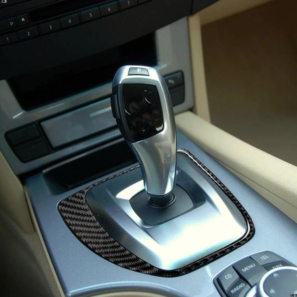 For BMW 5 Series E60 E61 Car Interior Center Control Gear Shift Panel Outer Frame Cover Trim 2004 2005 2006 - 2010 Carbon Fiber
