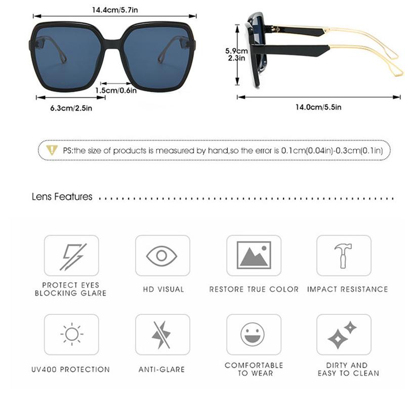 Fashion Polygonal Large Frame Women's Eyewear Outdoor Eyewear Party Glasses Beach Travel Sunglasses UV400 Colour Gradient Eyewear