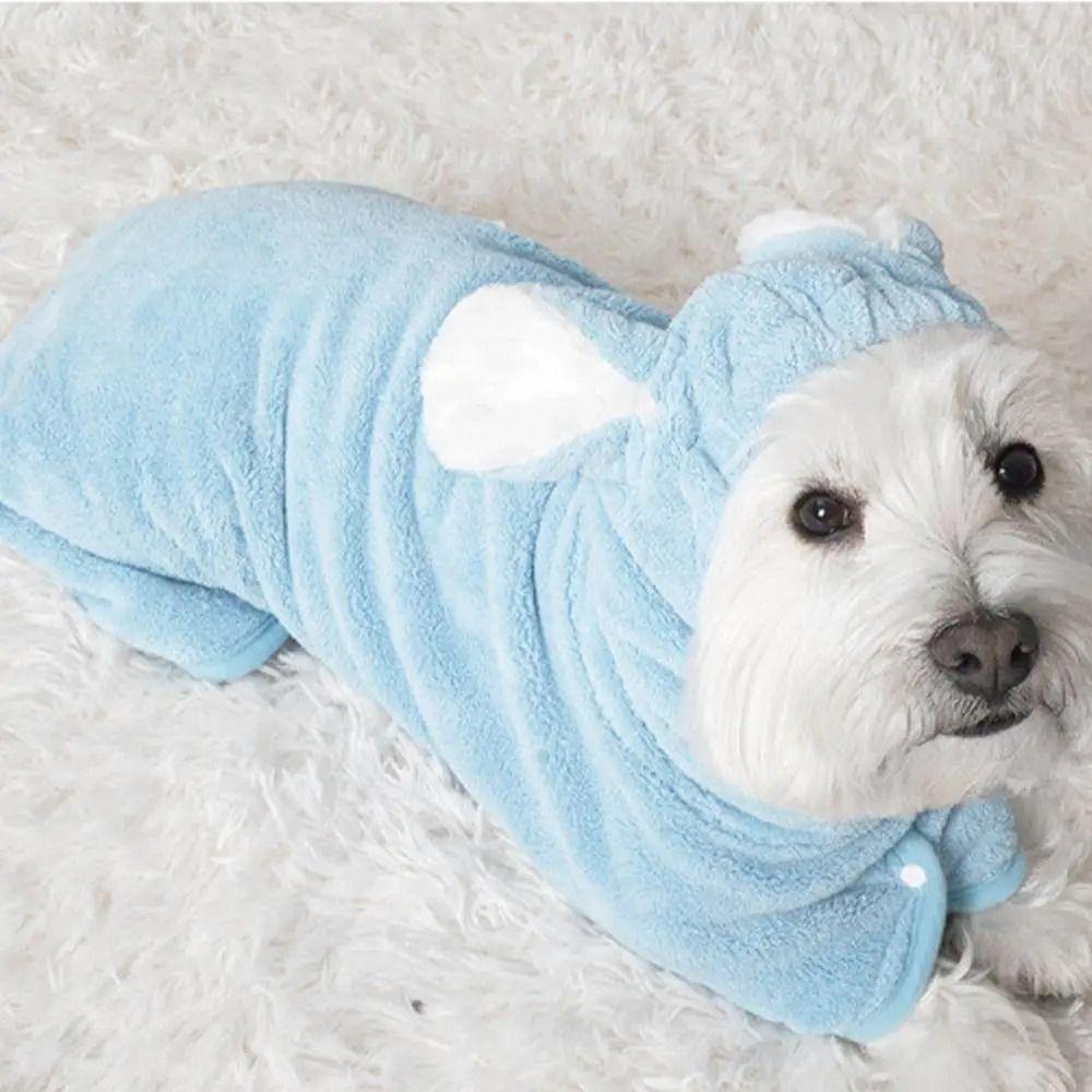 Quick-drying Dog Bathrobe Cute Pet Wash Towels Cat Bath Robe  for Small Medium Large Dogs