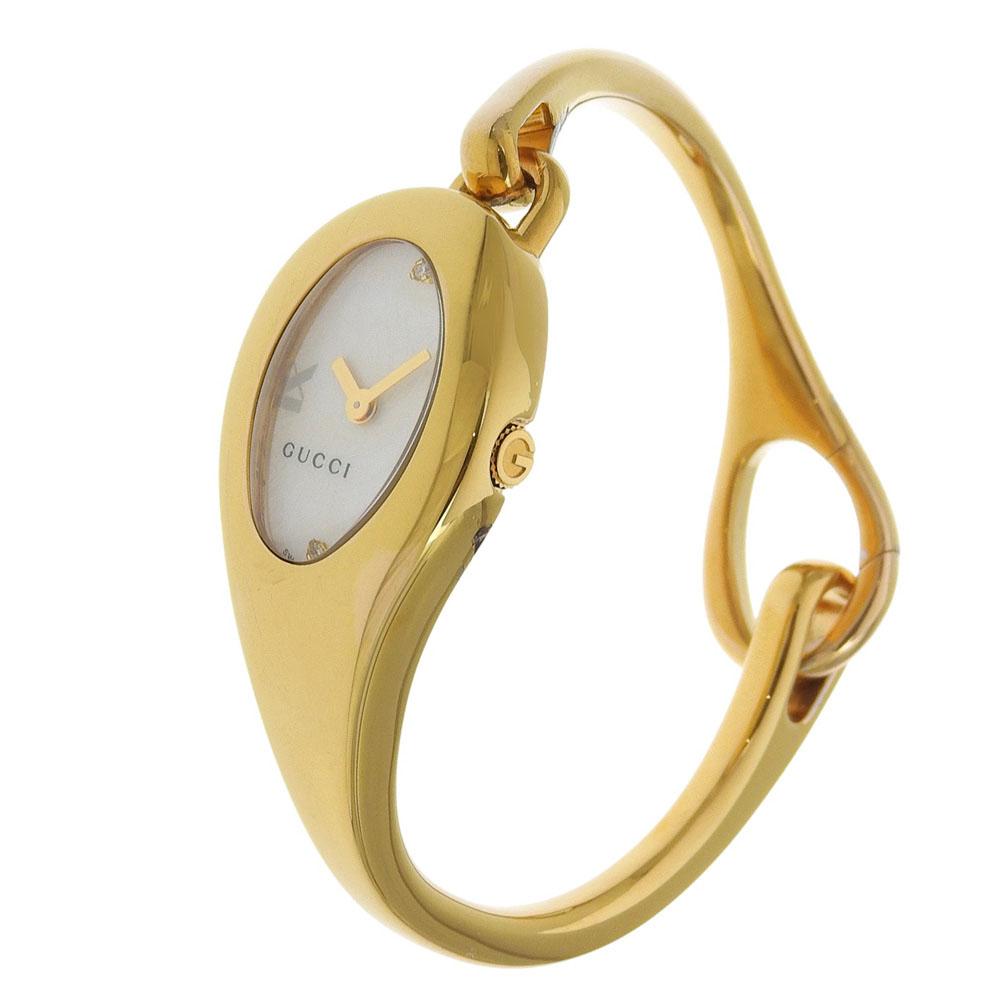 GUCCI Horsebit Watches YA103 whiteDial Plated Gold Quartz Analog display Women Used