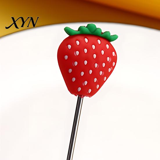 Stir Stick Cocktail Stick, Stainless Steel Mixing with Durian Pineapple Strawberry Cute Drink Stirrer Watermelon Rubber Top Decor, for Bar Milk