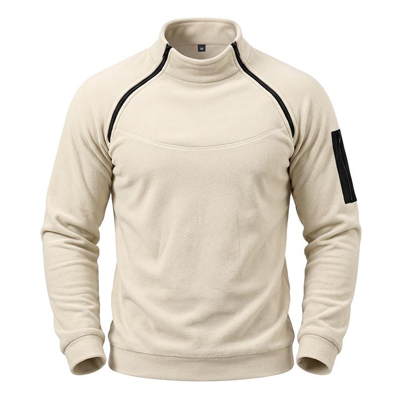 Men S Fleece Pullover Sweatshirt Long Sleeve Casual Stand Collar