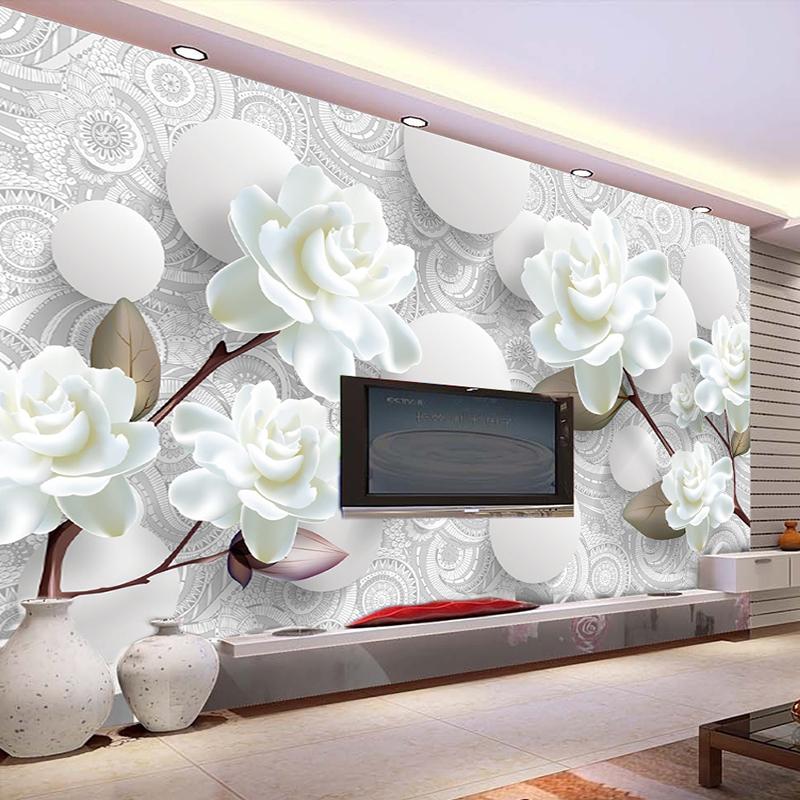 Custom Mural Wallpaper European Style 3D Stereoscopic Relief Flower Circle Ball TV Background Wall Decor Wallpaper Living Room