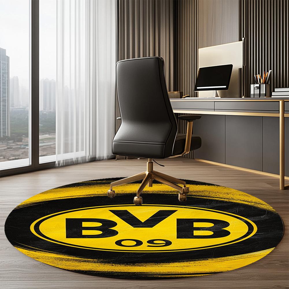 Borussia Dortmund Printed Round Rug Carpet Chair Rug Area Rug Entryway Doormats,for Office Chair Living Room Bedroom Kitchen Room.