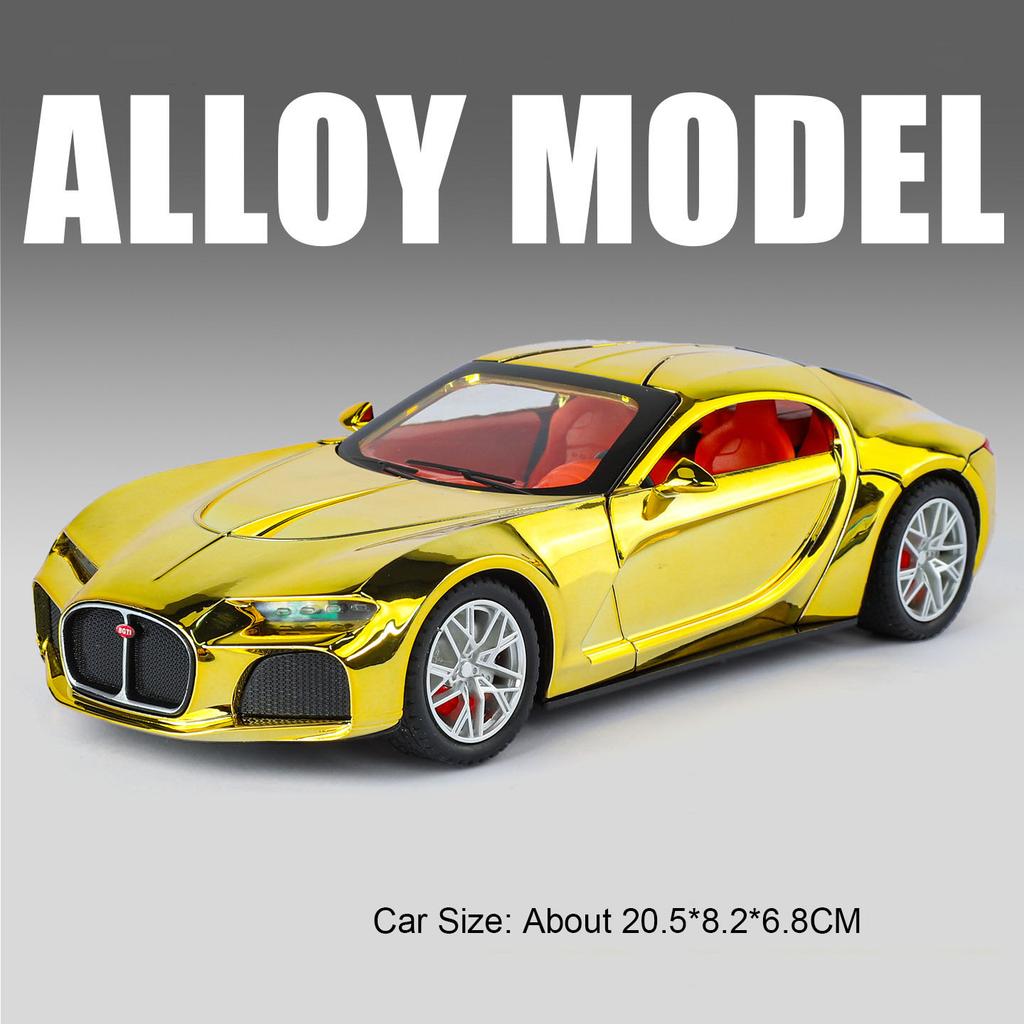 1:24 Tourbillon Atlantic Sports Car Model Toy Sound Light Pull Back Doors Opened Cars Models Toys Desktop Ornaments for Boys