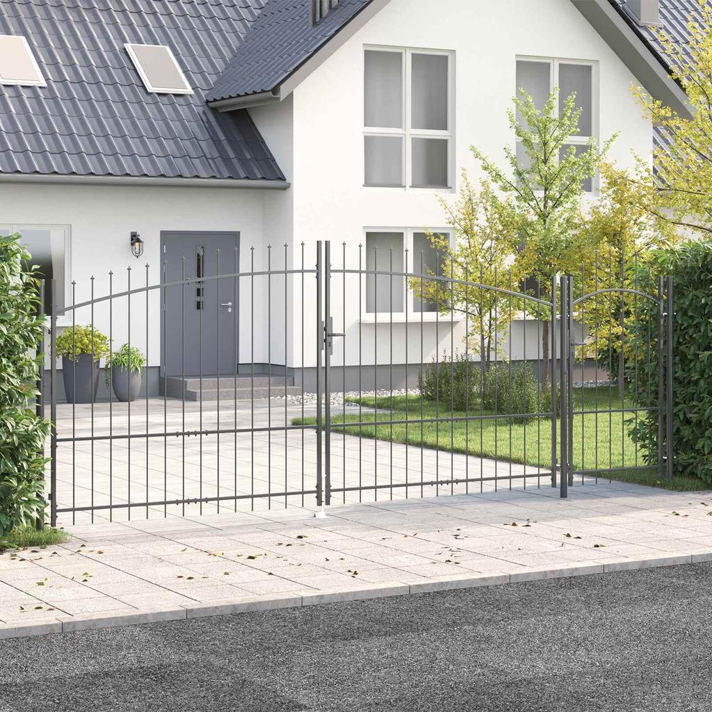 Garden Gate with Lock Woerden Gray 175 X 500 Cm Steel