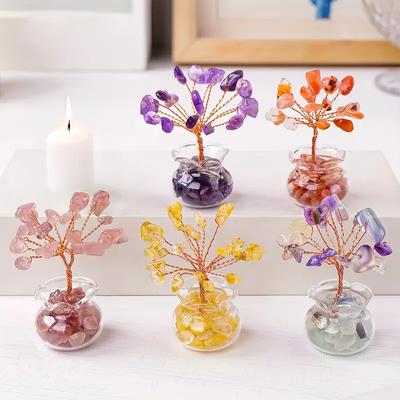 Mini Baumschmuck Mini Vase Desktop Kristallstein Auto Hof Tischplatte Bücherregal Heimdekorationen