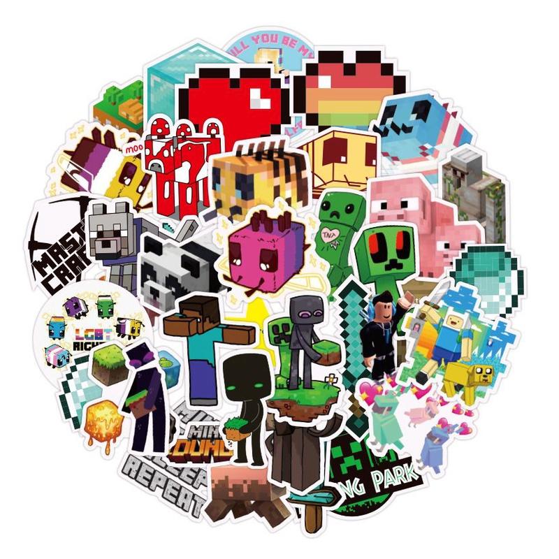 Minecraft Game 100pcs Stickers Diy Waterproof Lapyop Bike Luggage Decal Suitcase