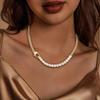 Shangxin Titanium Steel Cuban Chain Splicing Zircon Tennis Chain Light Luxury Personality Men's and Women's Collarbone Necklace