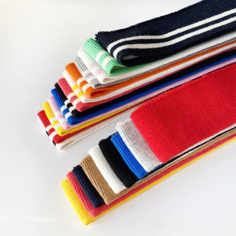 80cm Long Cotton Stretch Plain Knit Rib Trim Fabric, Suitable for Round Cuffs Neck V-neck T-shirt Baseball Jacket