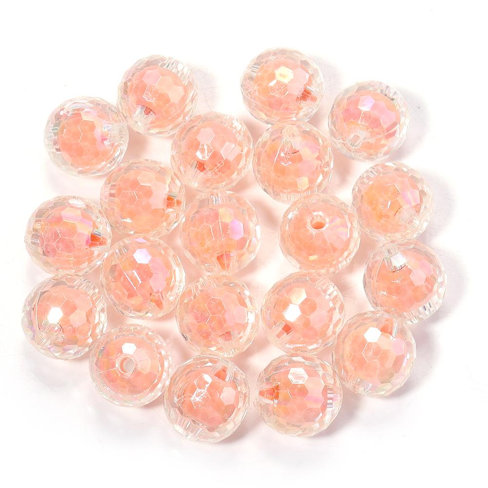 20pcs/lot 16mm AB Colored Faceted Beads Loose Spacer Acrylic Ball Beads For DIY Charms Bracelet Keychains Jewelry Accessories