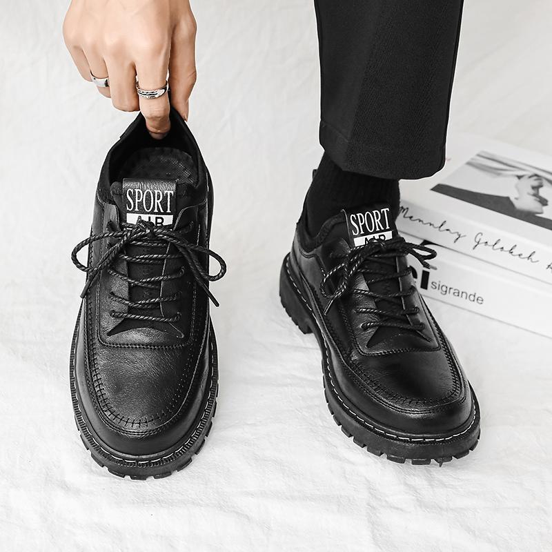 New retro handmade men's shoes leather shoes outdoor casual men's social shoes lace-up sewn non-slip