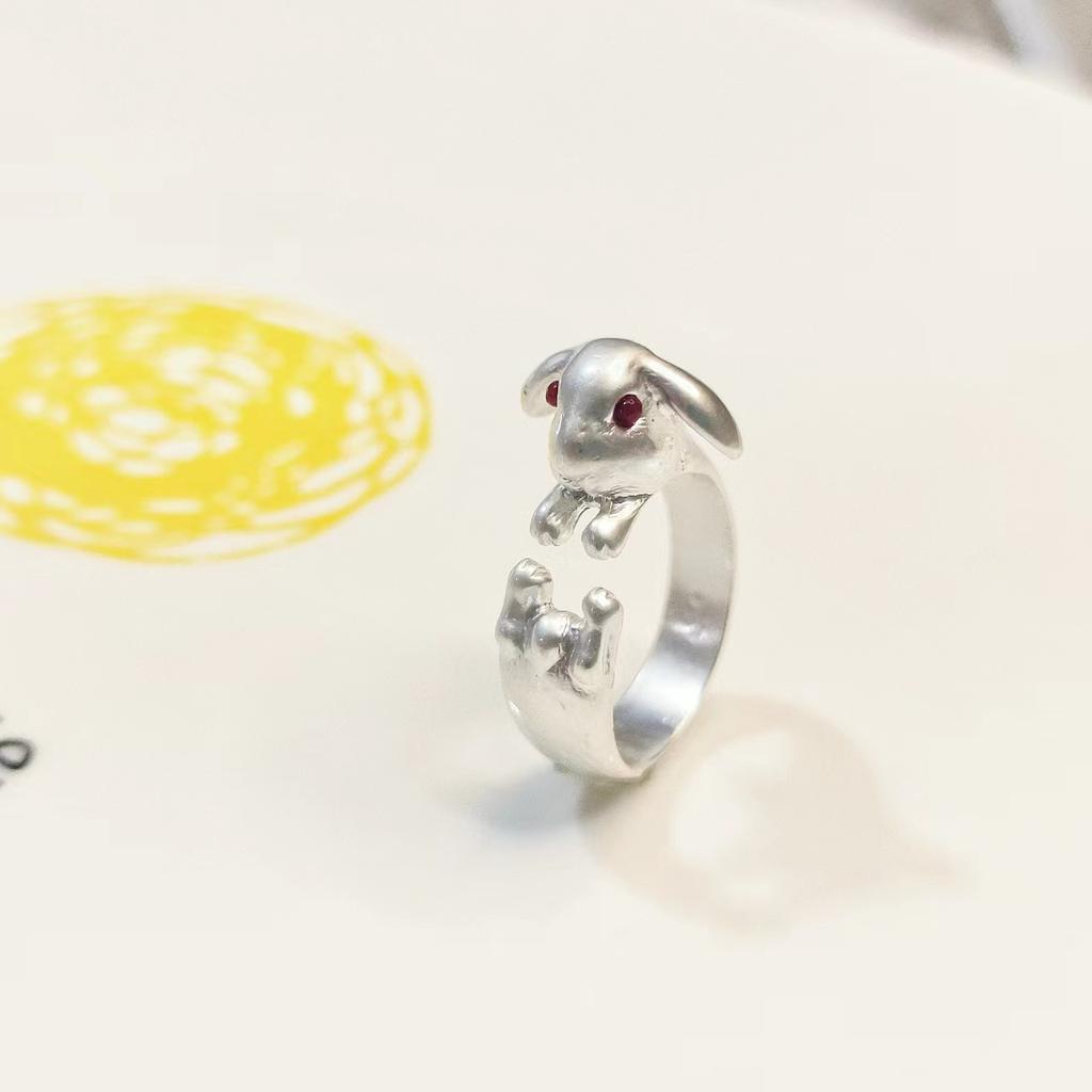 Cute Cat and Mouse Shape Open Ring for Women Antique Silver Color Modern Fashion Girls Finger Accessories Hip Hop Party Jewelry