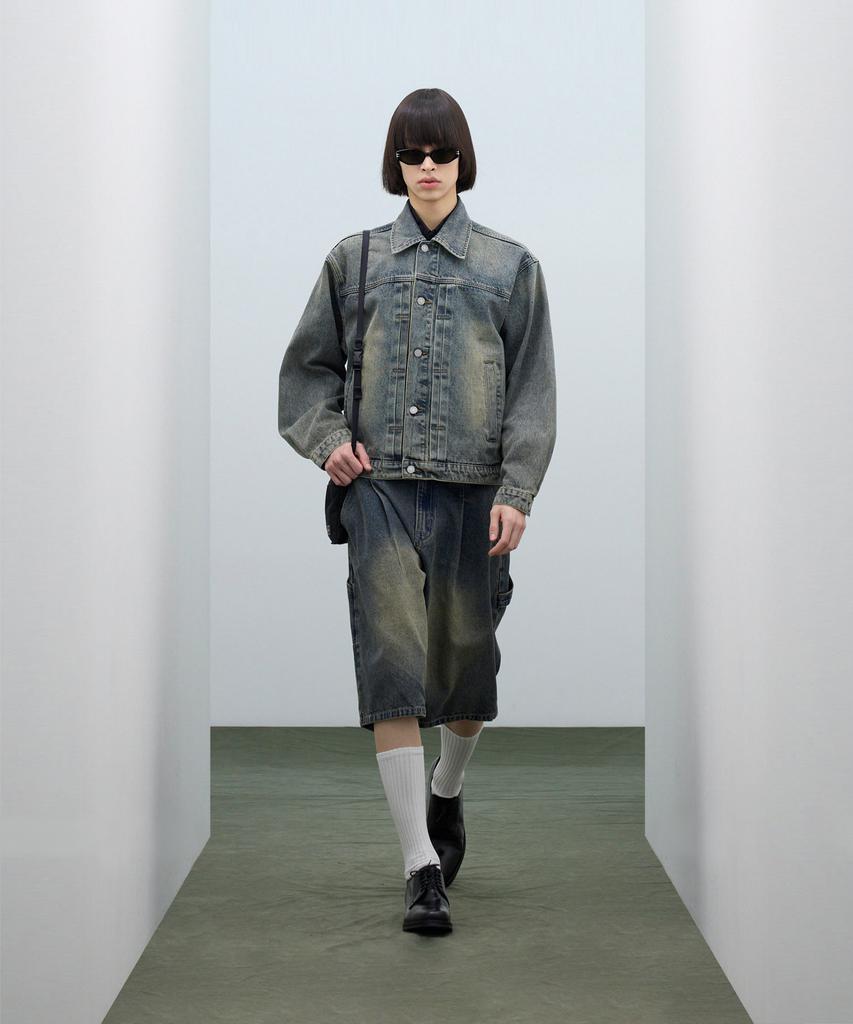 Standarderror 87-Stan120 [Newtro] Solid Washed Holder Denim Jacket Vintage Yellow