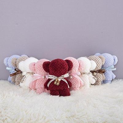 1pc Cartoon Cute Coral Velvet Bear Towel Square Towel Holiday Birthday Wedding Valentine's Day Souvenir Gift Household Washcloth