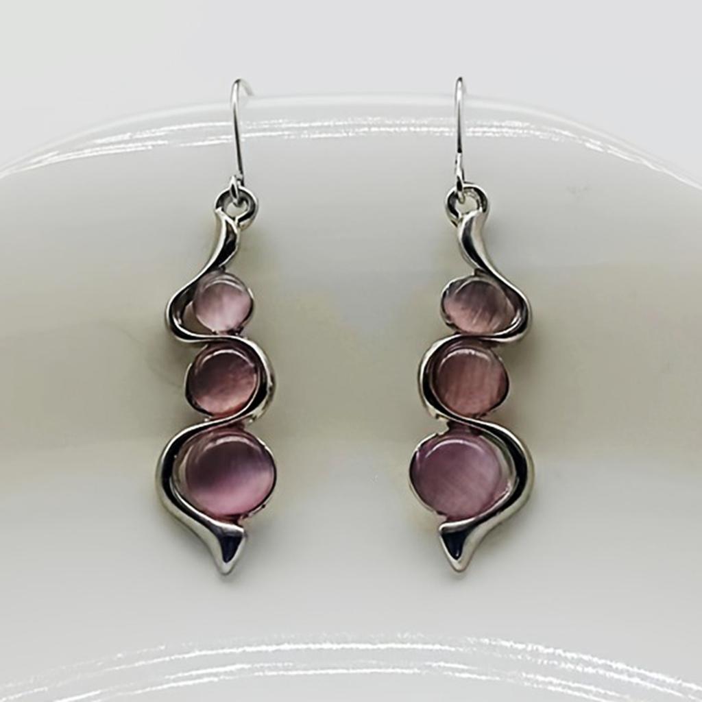 Stilvolle Hängeohrringe mit Katzenaugen-Edelsteinen Bunte Opal-Hängeohrringe Valentinstags-Schmuck Ohrschmuck