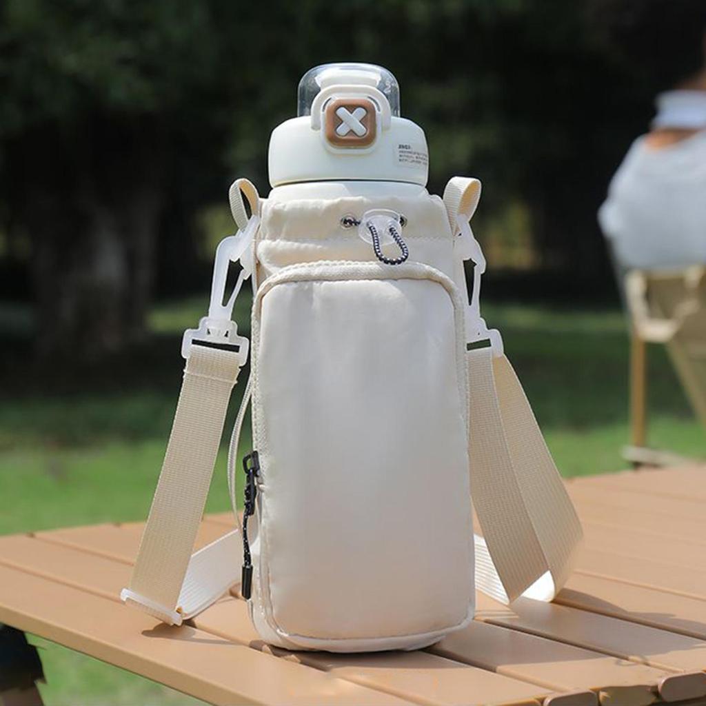 Water Bottle Holder Large Insulated Drawstring Pouch Water Bottle Carrier Bag with Strap for Outdoor Travel Camping Hiking