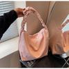 Canvas Bag Women's Large-capacity New Summer Versatile Pleated Shoulder Messenger Bag College Student Tote Bag