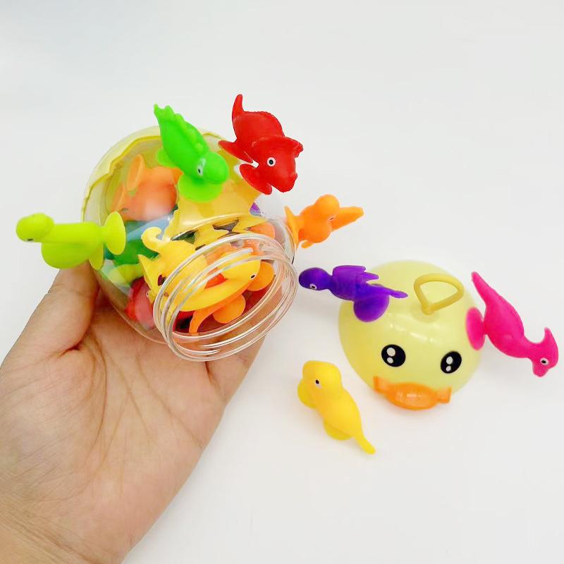 14 Stück Dinosaurier Saugnapf Spielzeug, Konstruktionsspielzeug für Kindergärten und Spielzimmer, Perfekt für die Badezeit und zum Spielen auf Reisen, Geschenk